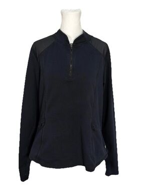 Fabletics Women's Black Quarter Zip with Mesh Accents and Pockets